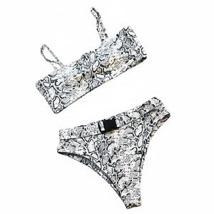 🥂H P🥂 NWOT Zaful Snake Print Bikini Set - White & Blue